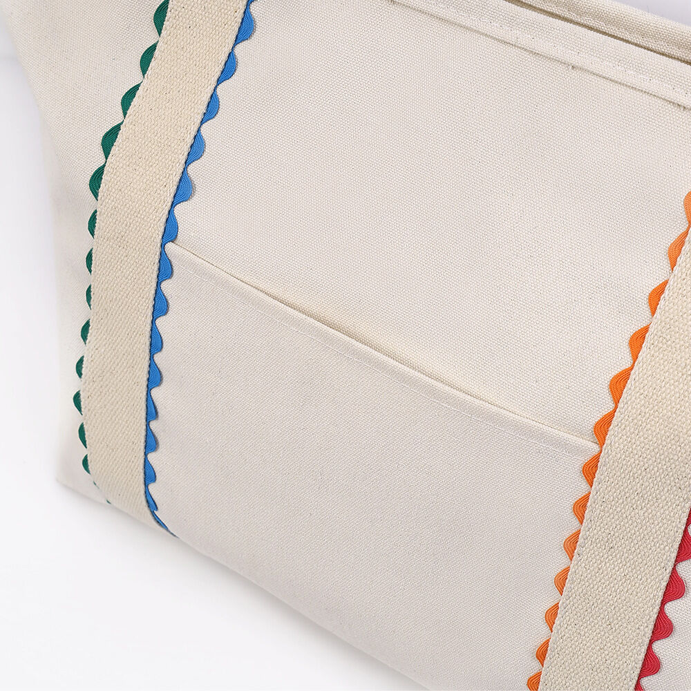 Casual Style Embroidered Solid Color Mixed Color Gradient Color Canvas Women's Square Tote Bags h5Picture6