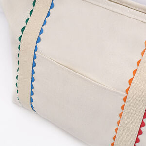 Casual Style Embroidered Solid Color Mixed Color Gradient Color Canvas Women's Square Tote Bags h5 Picture6
