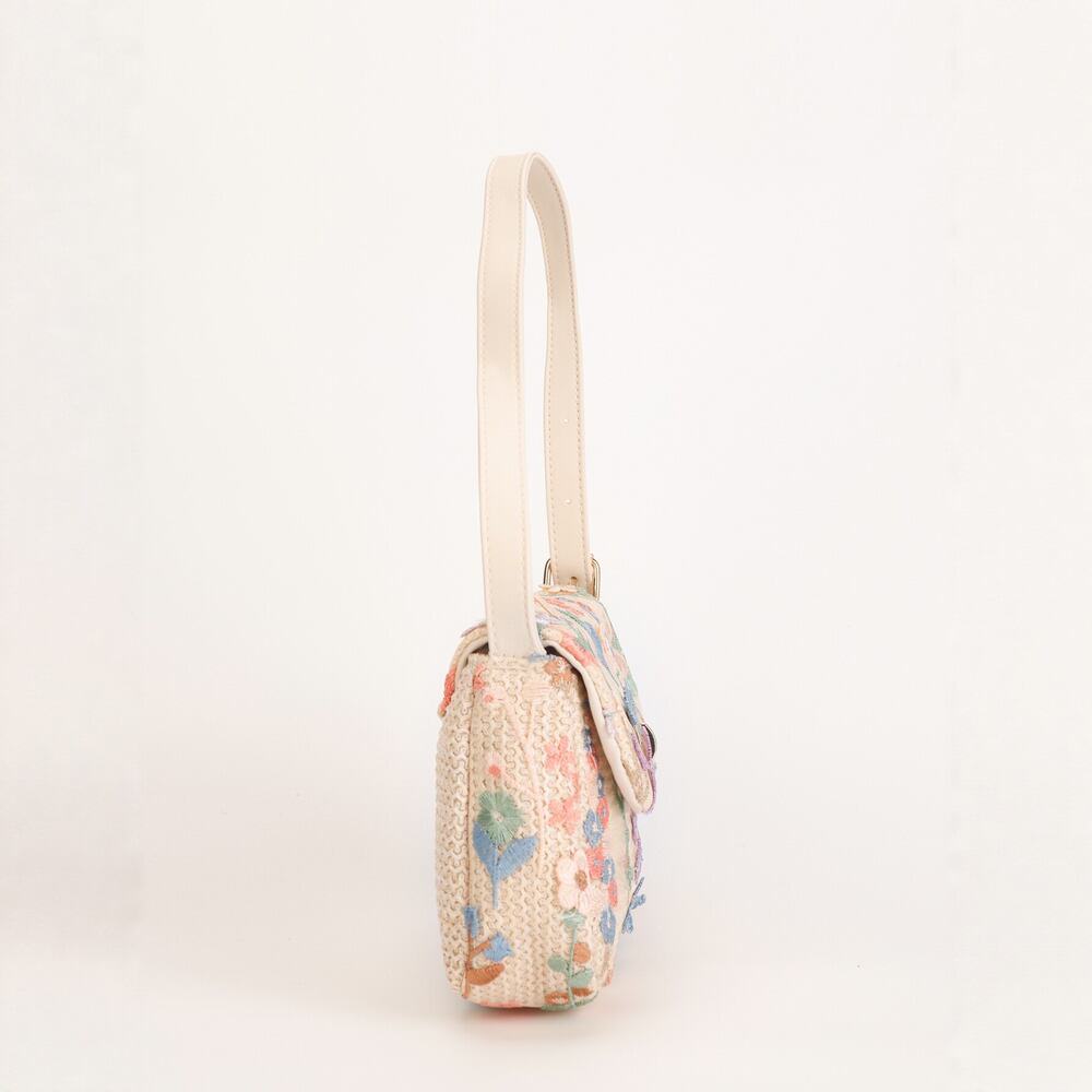 Casual Style Embroidered Woven Flower Woven Raffia Women's Square Shoulder Bags h5Picture5