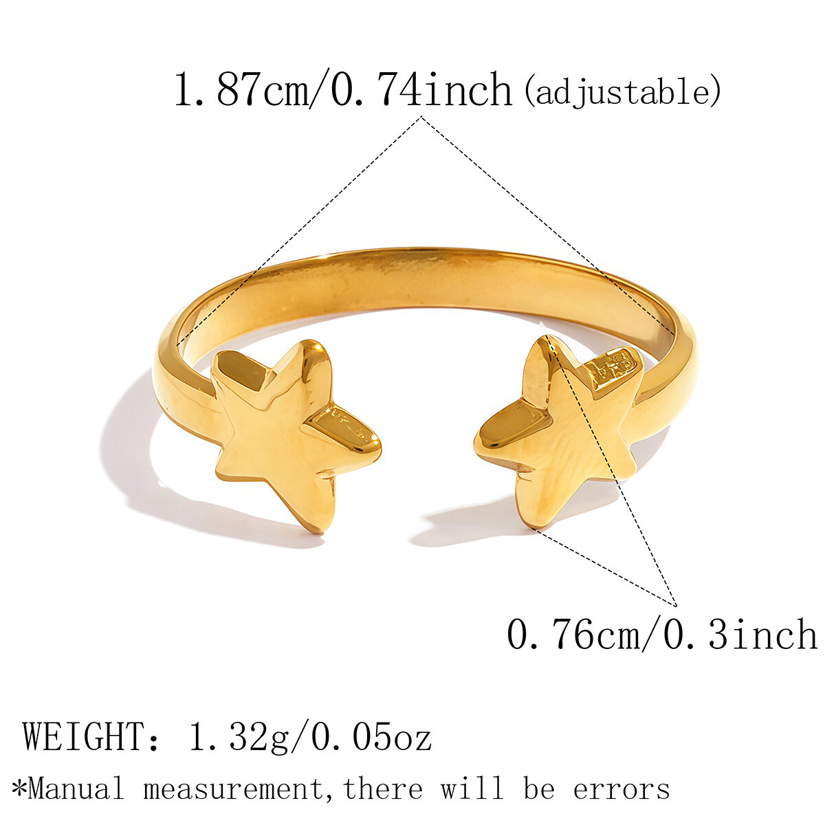 Simple Series Daily Star Stainless Steel Waterproof   Gold Color  Women‘s Statement Rings h5 