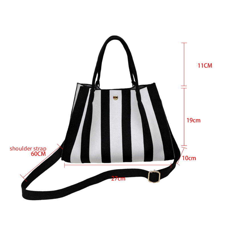Casual Style Woven Stripe Mixed Color Woven Polyester Women's Square Handbags h5Picture6