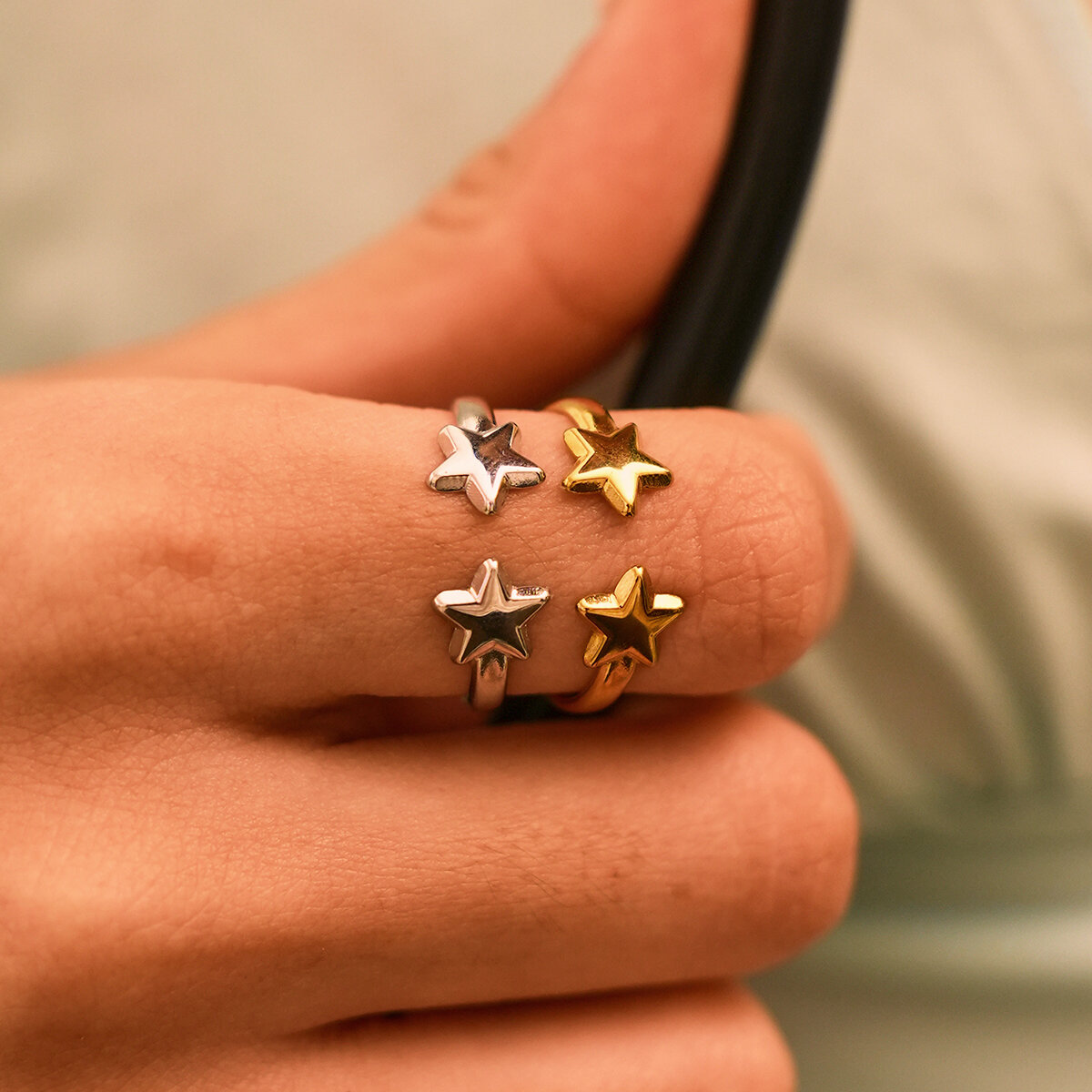 Simple Series Daily Star Stainless Steel Waterproof   Gold Color  Women‘s Statement Rings Picture4