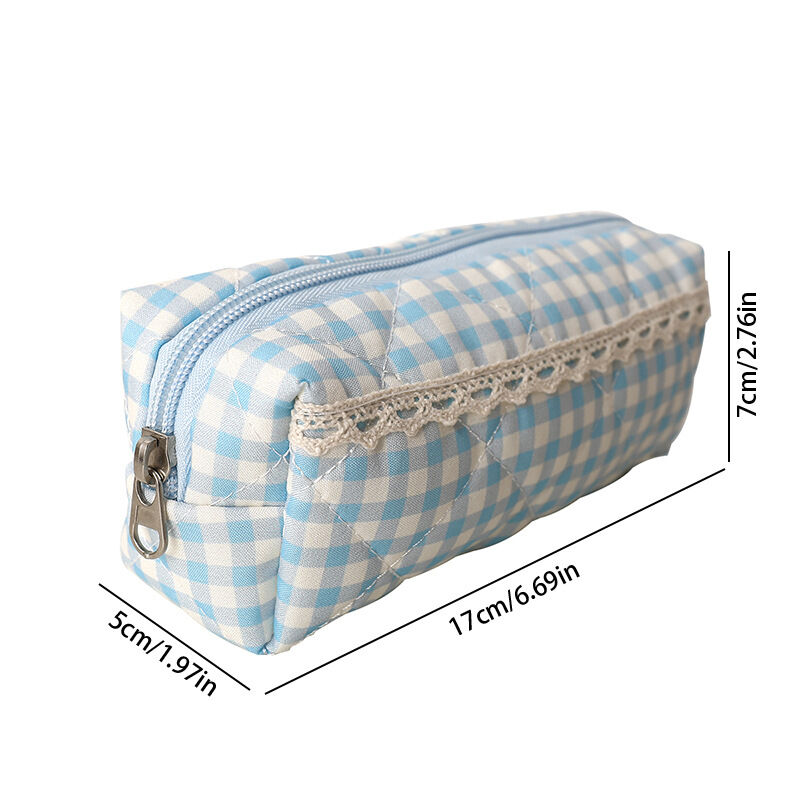 Simple Series Sweet Fabric Plaid Pen Pouches h5Picture6