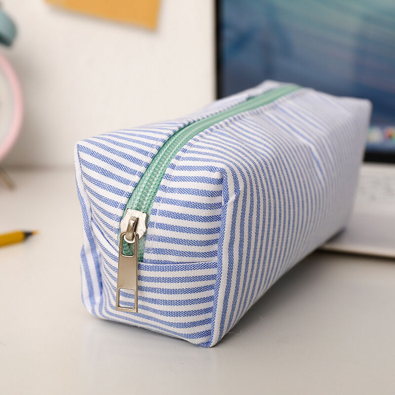 Simple Series Daily Polyester Solid Color Stripe Pen Pouches h5Picture5