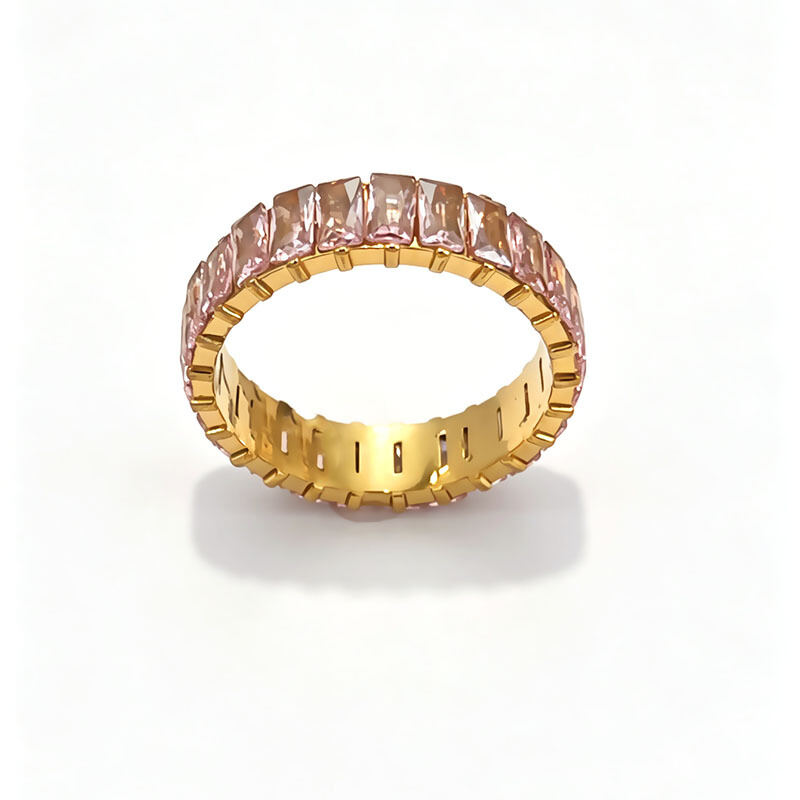 Luxurious Series Geometric Shape Stainless Steel Waterproof Gold Color Zircon Women's Gemstone Rings h5Picture4