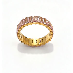 Luxurious Series Geometric Shape Stainless Steel Waterproof Gold Color Zircon Women's Gemstone Rings h5 Picture4