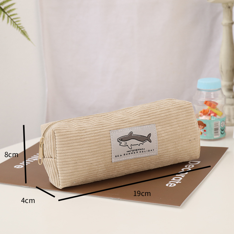 Simple Series Casual Corduroy Letter Animal Solid Color Oceanic Style Pen Pouches h5Picture7