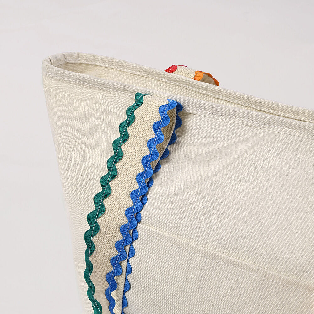 Casual Style Embroidered Solid Color Mixed Color Gradient Color Canvas Women's Square Tote Bags h5Picture4