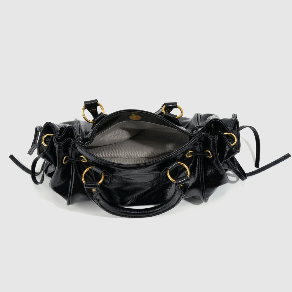 Streetwear Style Metal Hardware Solid Color Pu Women's Bowling Handbags h5Picture4