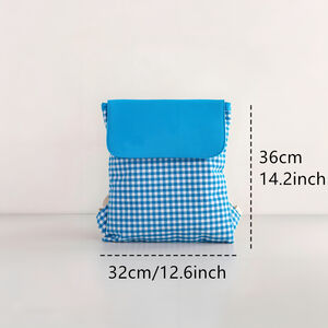 Solid Color Plaid Cotton Backpack h5 Picture8