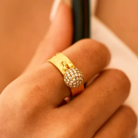 Simple Series Daily Circle Stainless Steel Waterproof   Gold Color  Women‘s Statement Rings