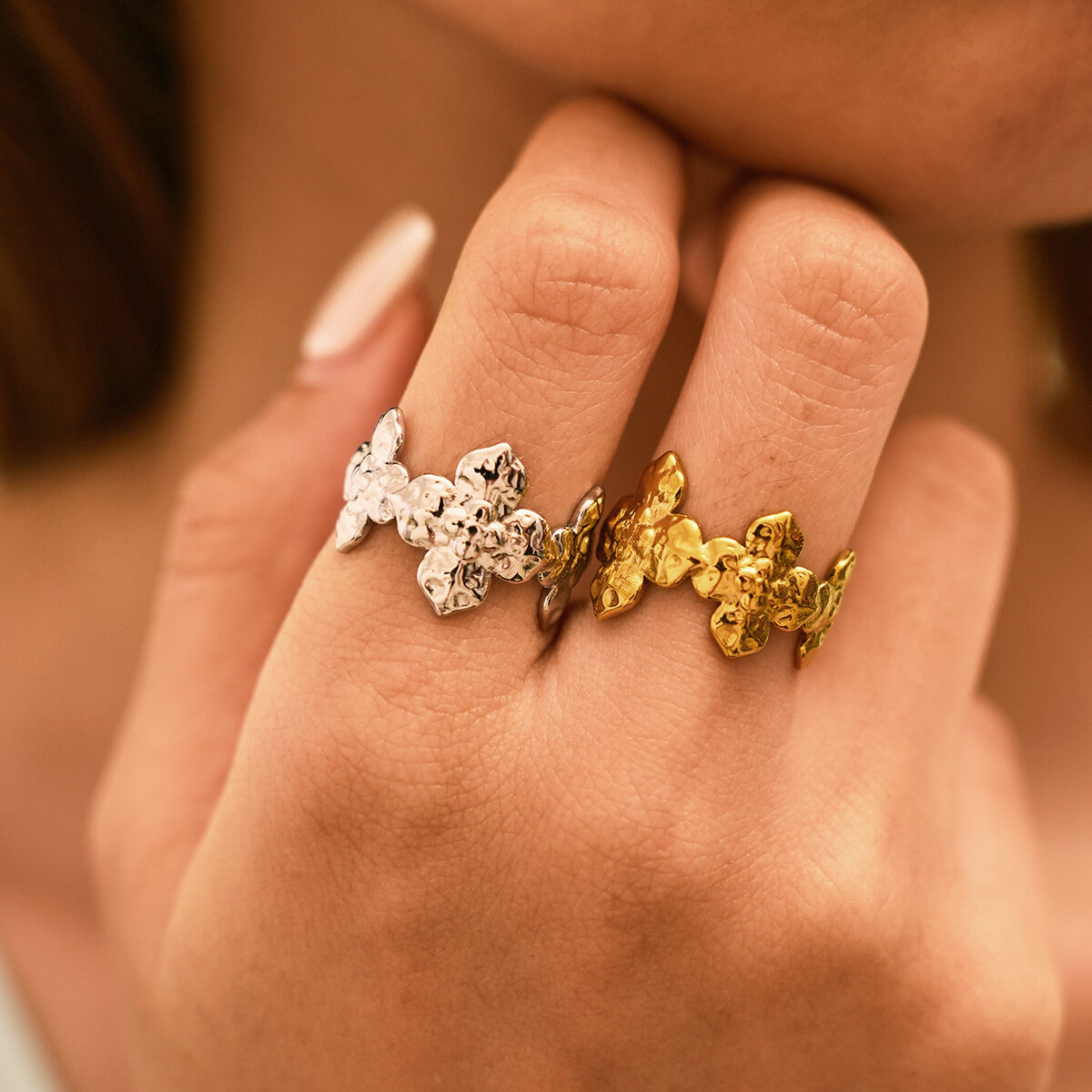 Retro Series Daily Cross Stainless Steel Waterproof   Gold Color  Women‘s Statement Rings Picture3