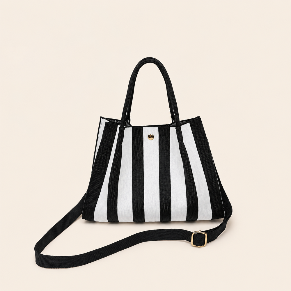 Casual Style Woven Stripe Mixed Color Woven Polyester Women's Square Handbags