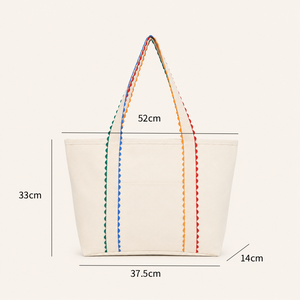 Casual Style Embroidered Solid Color Mixed Color Gradient Color Canvas Women's Square Tote Bags h5 Picture8