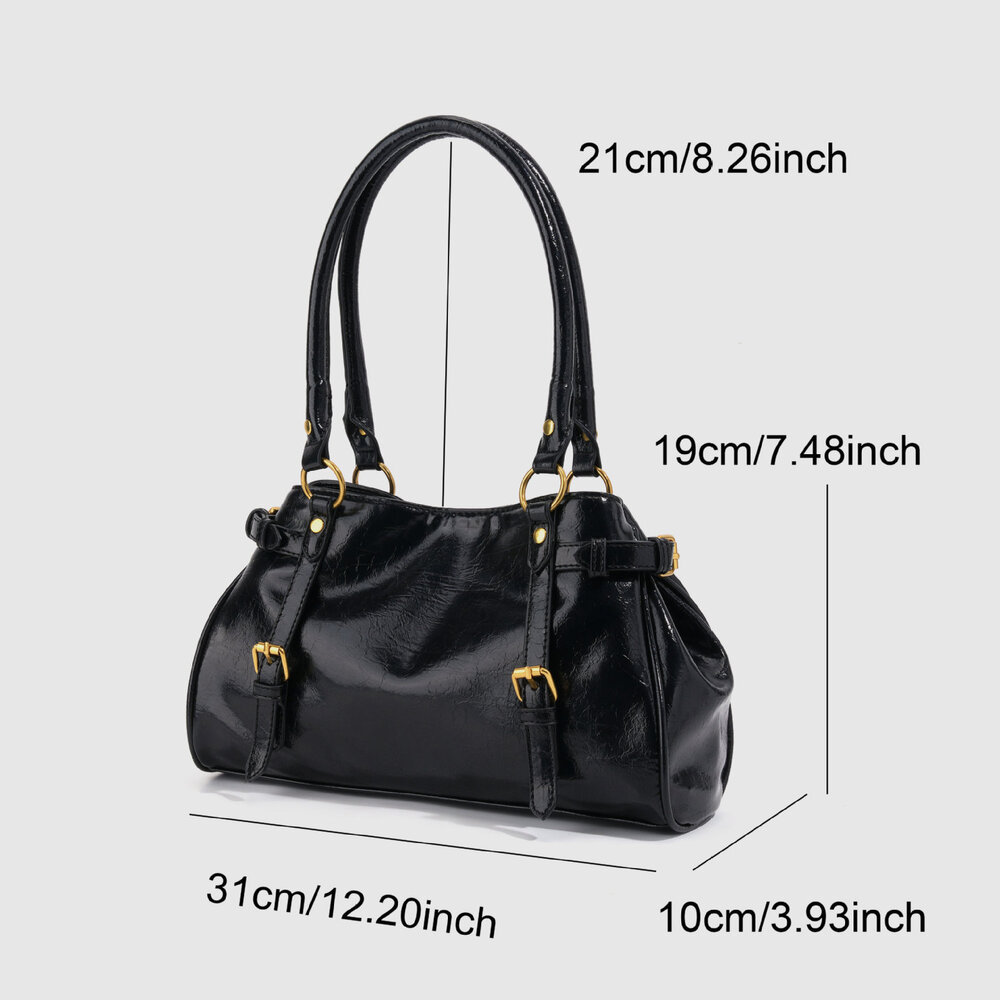 Streetwear Style Metal Hardware Solid Color Pu Women's Bowling Handbags