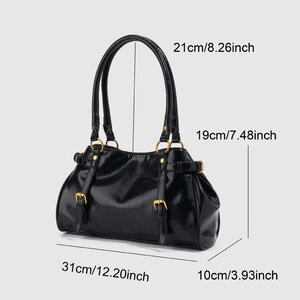 Streetwear Style Metal Hardware Solid Color Pu Women's Bowling Handbags h5