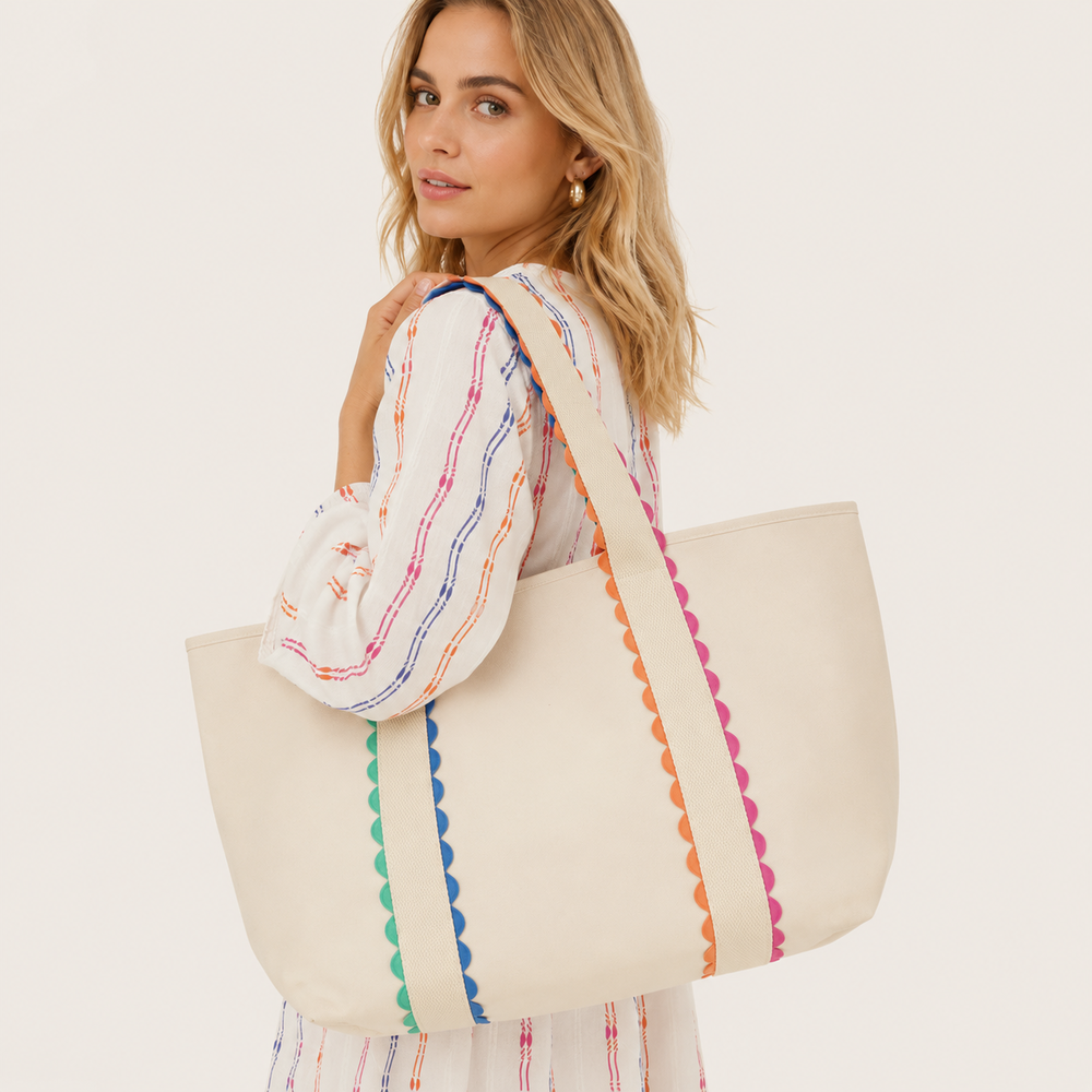 Casual Style Embroidered Solid Color Mixed Color Gradient Color Canvas Women's Square Tote Bags h5Picture2
