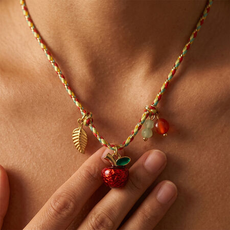 Romantic Series Cute Fruit Stainless Steel Waterproof Gold Color Women's Braided Necklaces