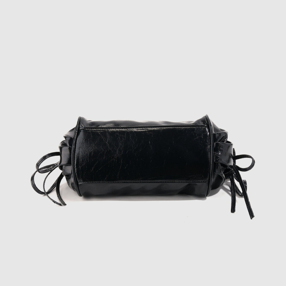 Streetwear Style Metal Hardware Solid Color Pu Women's Bowling Handbags h5Picture3
