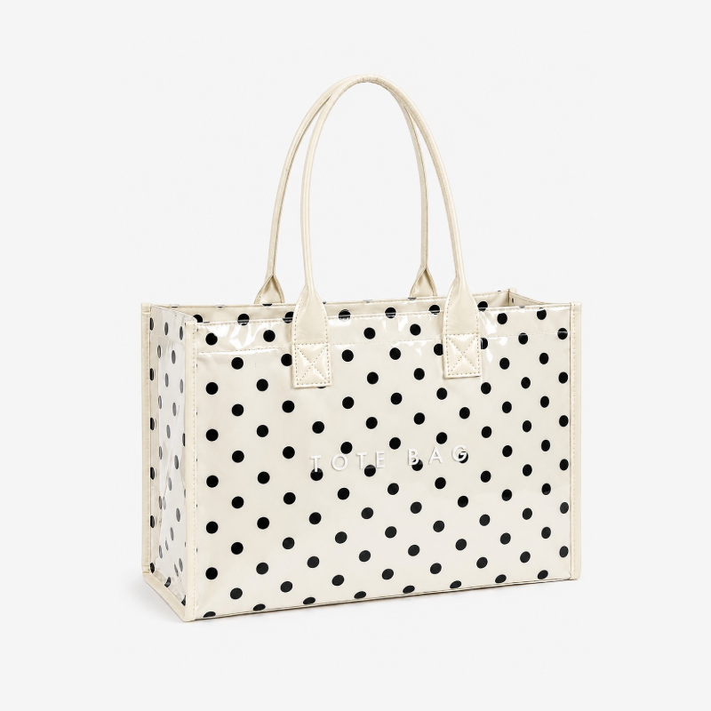 Parisian Chic Style Pvc / Transparent Printed Letter Solid Color Polka Dots Pvc Women's Tote Bags