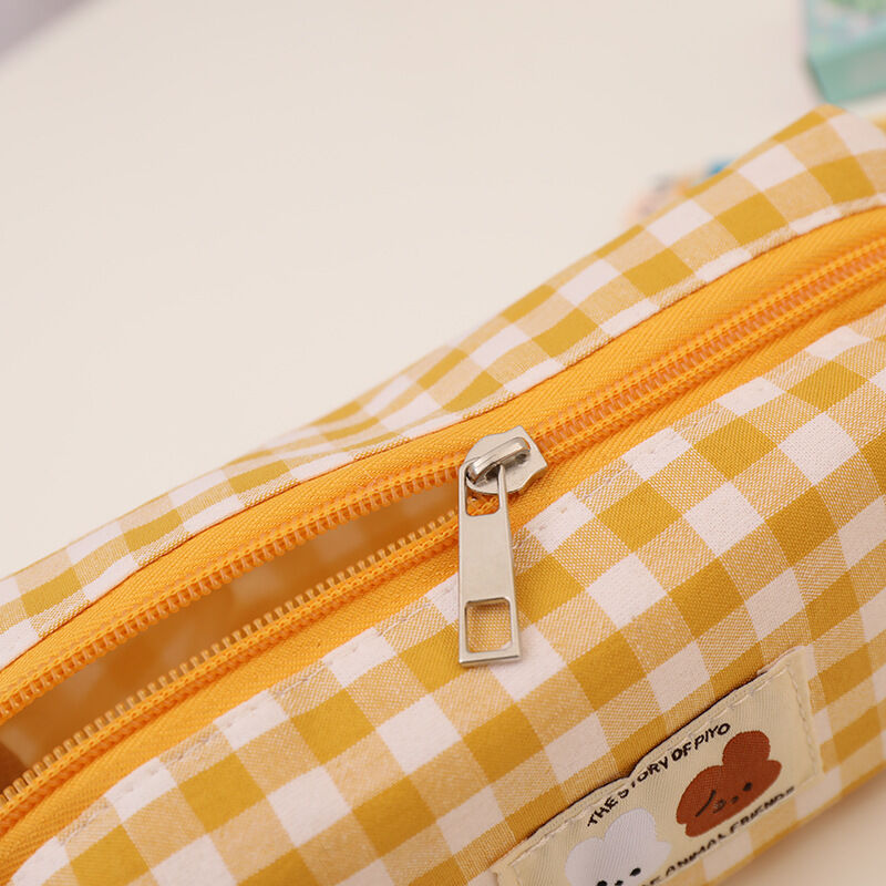 Simple Series Sweet Polyester Solid Color Plaid Cherry Pen Pouches h5Picture6