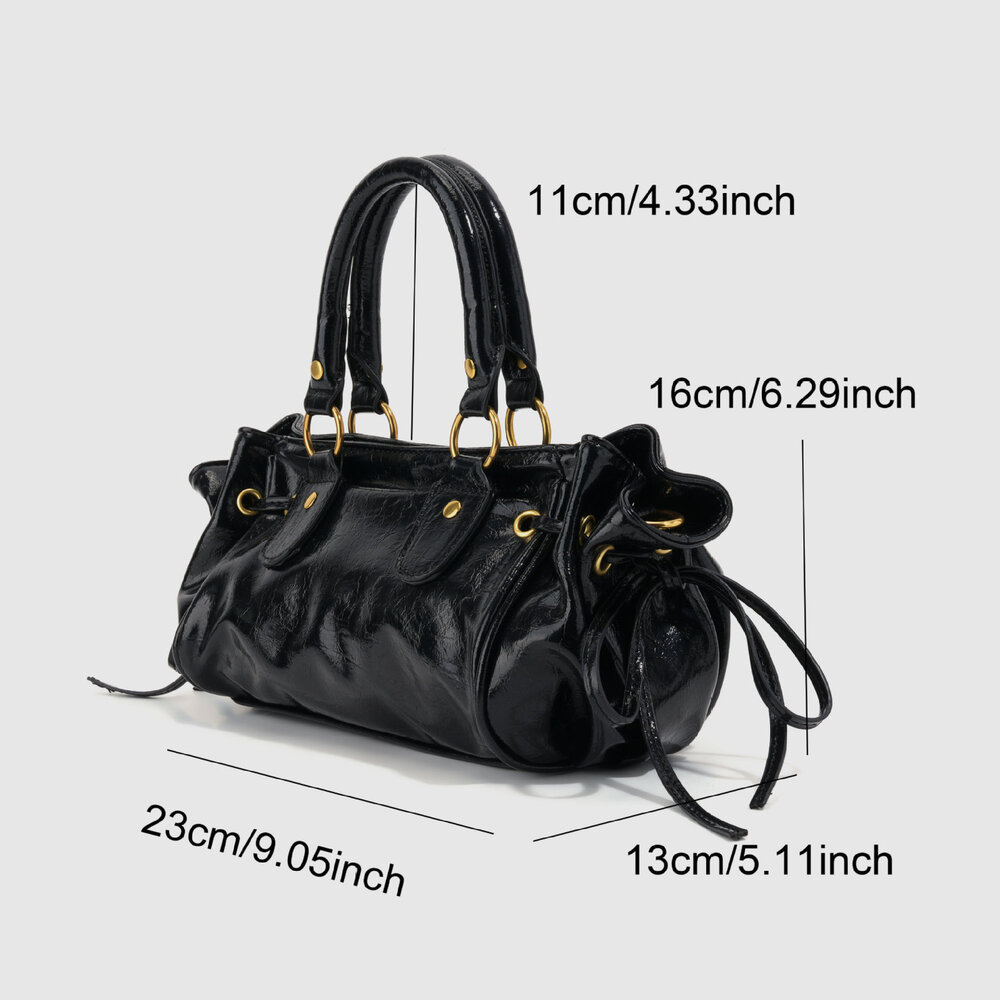 Streetwear Style Metal Hardware Solid Color Pu Women's Bowling Handbags