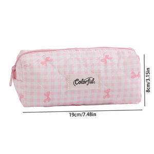 Simple Series Sweet Polyester Bow Knot Plaid Pen Pouches h5 Picture5