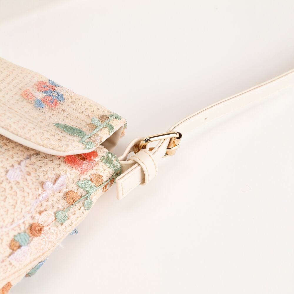 Casual Style Embroidered Woven Flower Woven Raffia Women's Square Shoulder Bags h5Picture4