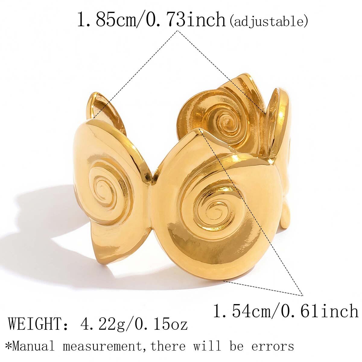 Simple Series Daily Shell Stainless Steel Waterproof   Gold Color  Women‘s Statement Rings 