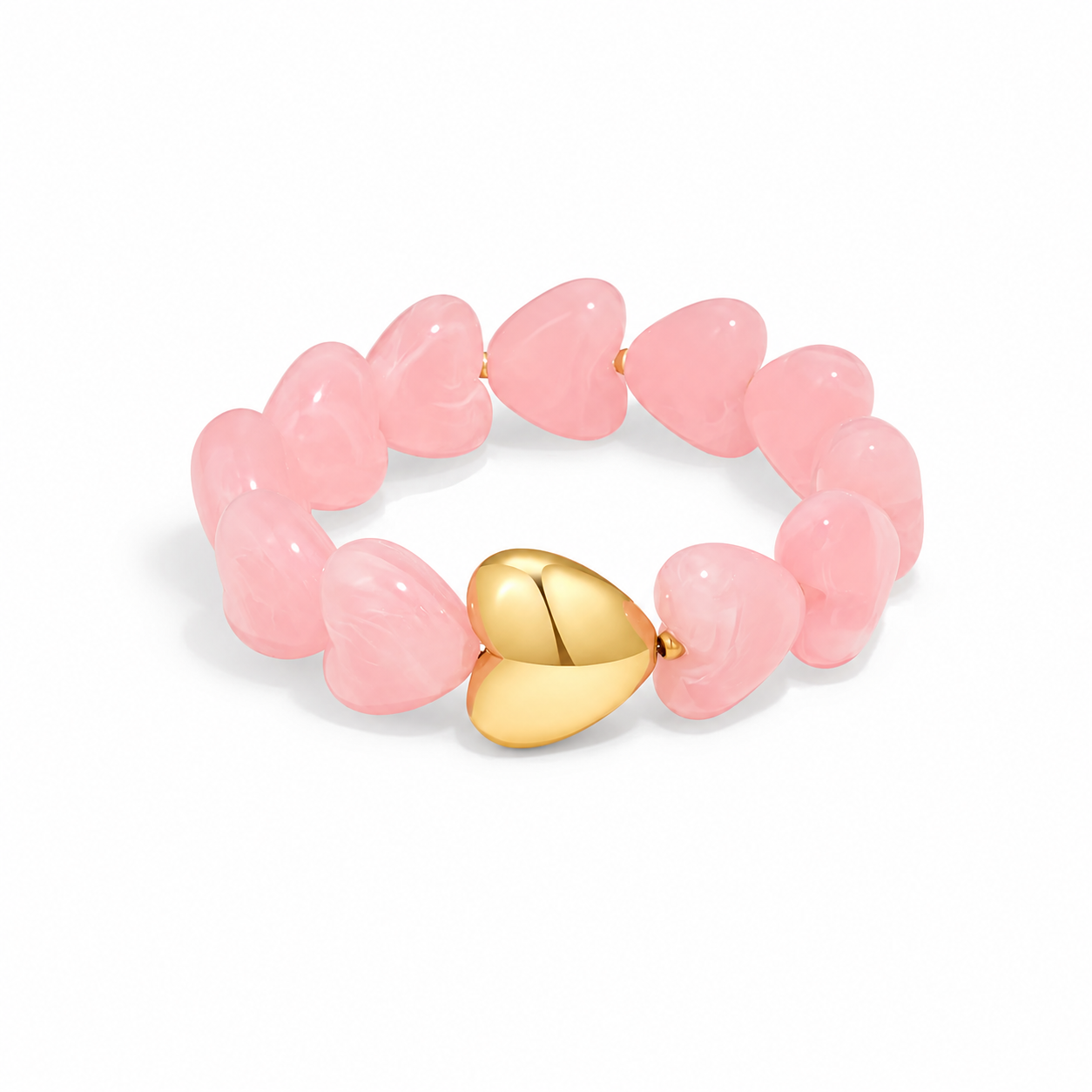 Romantic Series Sweet Heart Beads Resin Women's Beaded Bracelets 2