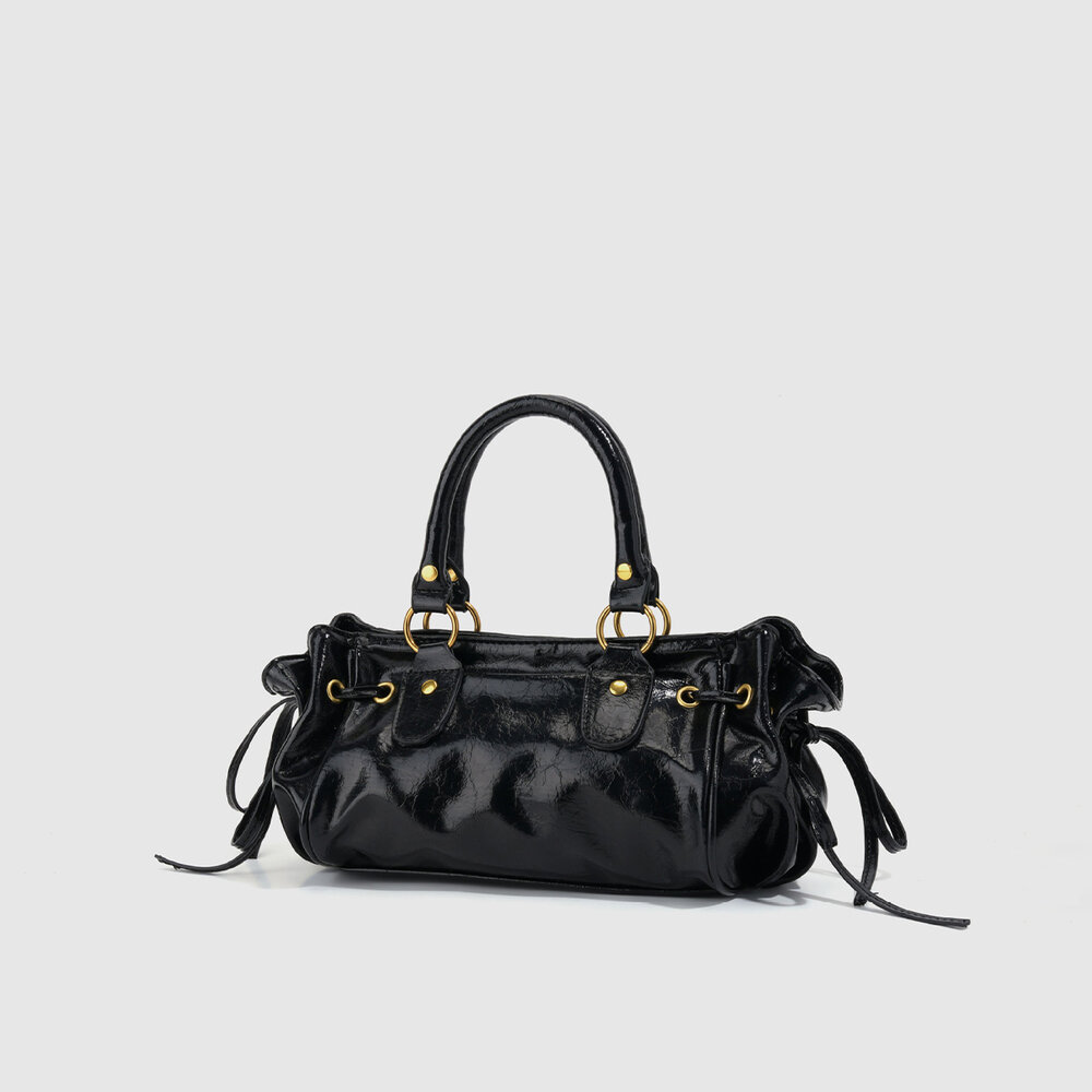 Streetwear Style Metal Hardware Solid Color Pu Women's Bowling Handbags h5Picture2