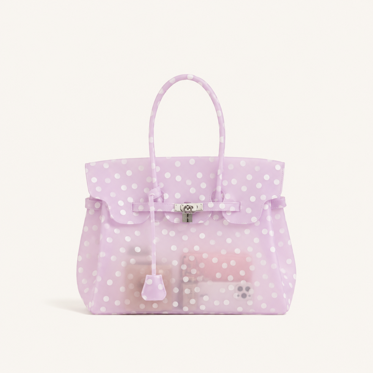 Casual Style Pvc / Transparent Solid Color Polka Dots Jelly Bag Women's Square Bag 2