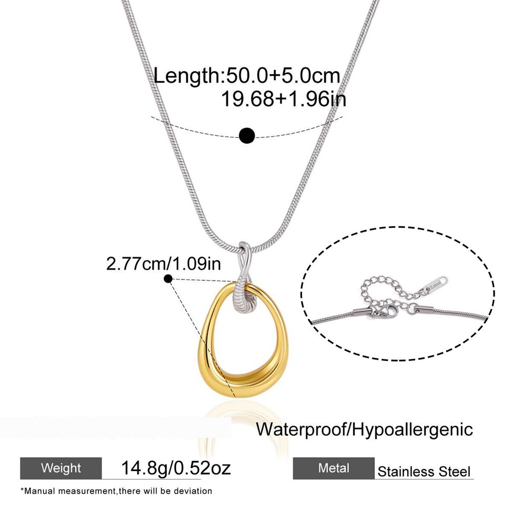 Simple Series Elegant Irregular Shape Stainless Steel Waterproof Women's Pendant Necklaces