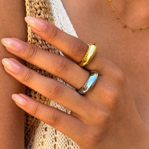 Simple Series Daily Irregular Shape Stainless Steel Waterproof Gold Color Minimalist Rings h5 Picture3