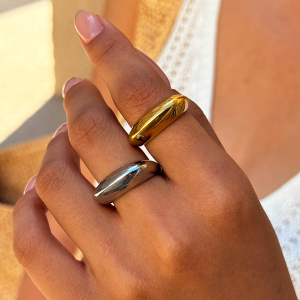 Simple Series Daily Irregular Shape Stainless Steel Waterproof Gold Color Minimalist Rings h5 Picture6