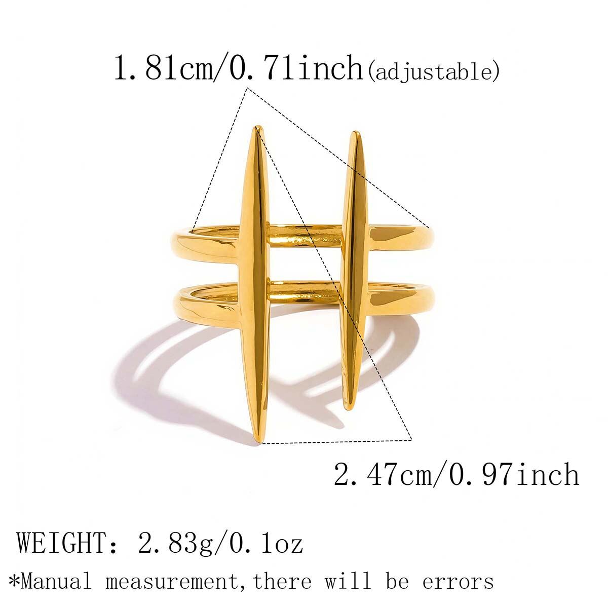Simple Series Daily Irregular Shape Stainless Steel Waterproof   Gold Color Women‘s Statement Rings h5 