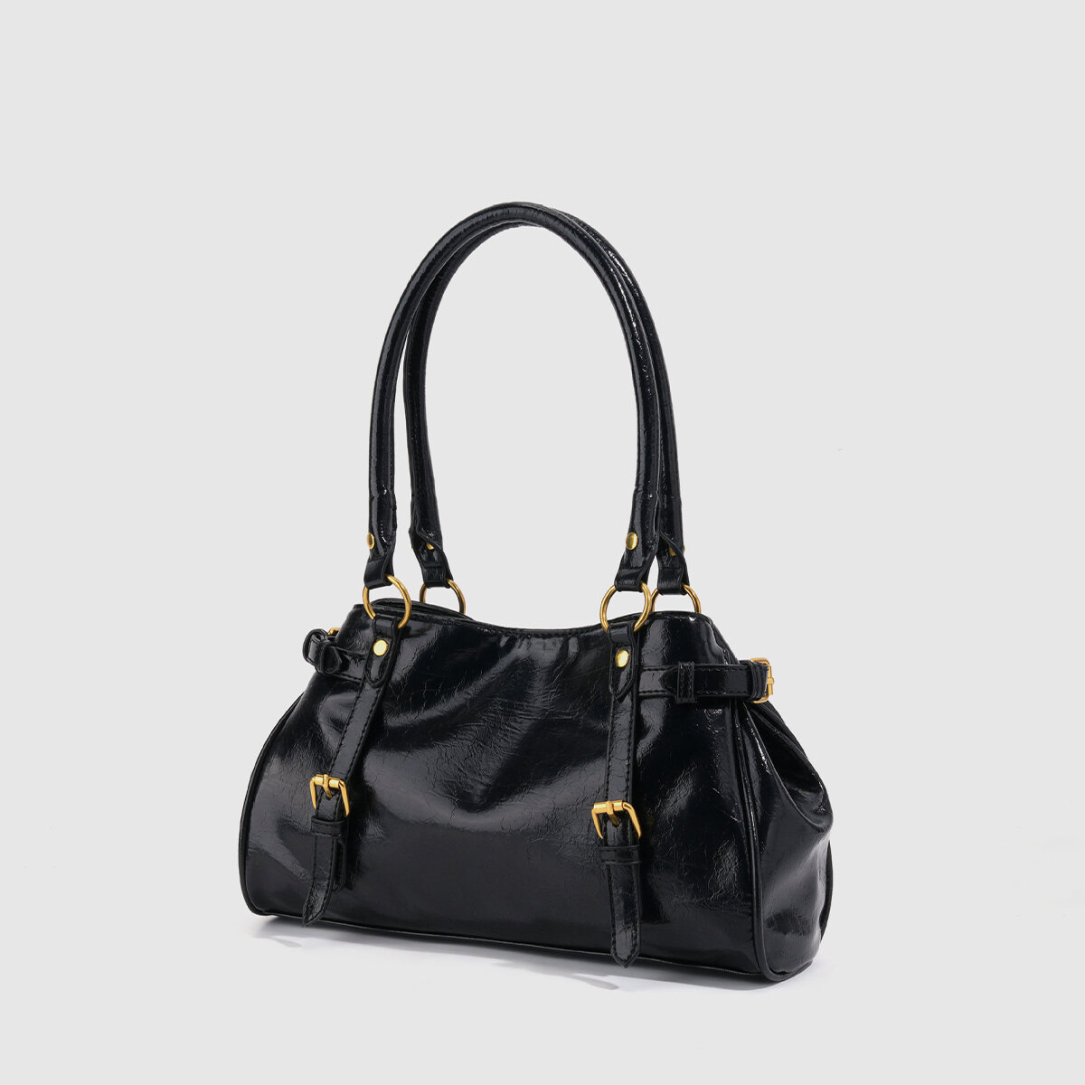 Streetwear Style Metal Hardware Solid Color Pu Women's Bowling Handbags 2