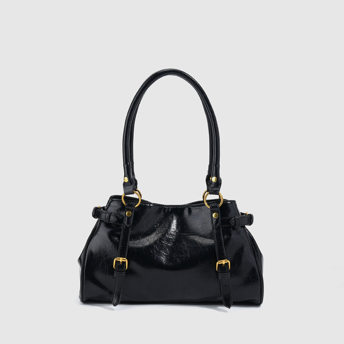 Streetwear Style Metal Hardware Solid Color Pu Women's Bowling Handbags