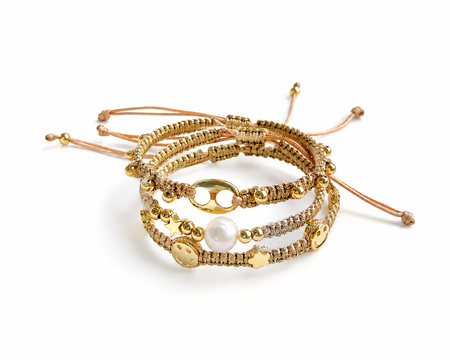 Simple Series Vacation Star Smiling Face Woven Rope Gold Color Women's Braided Bracelets