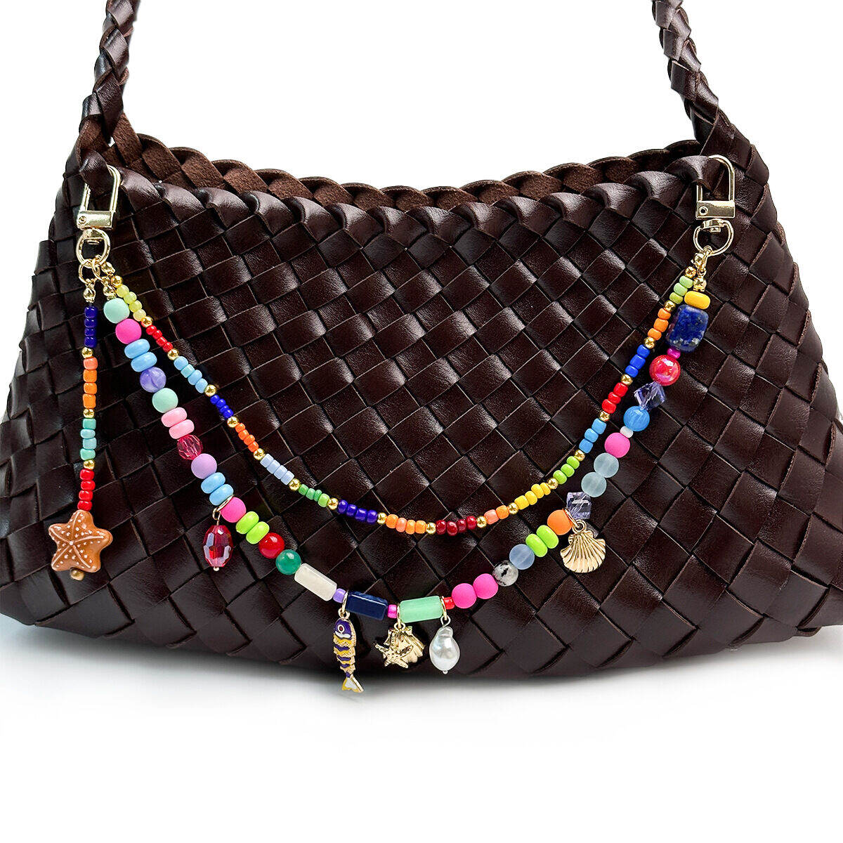 Luxurious Series Vacation Oceanic Style Beads Mixed Color Shell Fish Starfish Metal Bag Charms 2