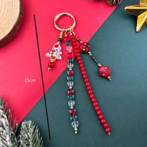 Sade Seri Günlük Kullanım İçin Kalp Şeklinde Noel Püsküllü Boncuklar Karışık Renkli Reçine Çanta Süsleri h5