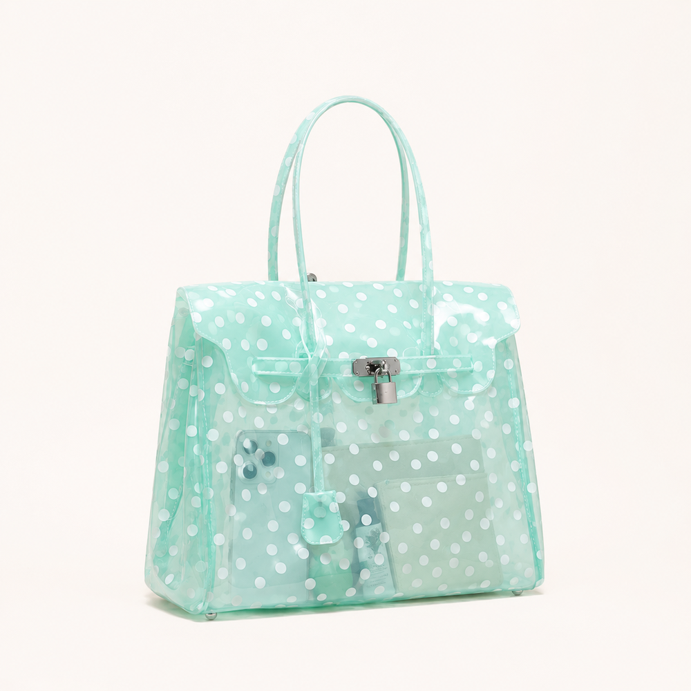 Casual Style Metal Hardware Pvc / Transparent Printed Polka Dots Mixed Color Jell Bag Women's Square Bag h5Picture2