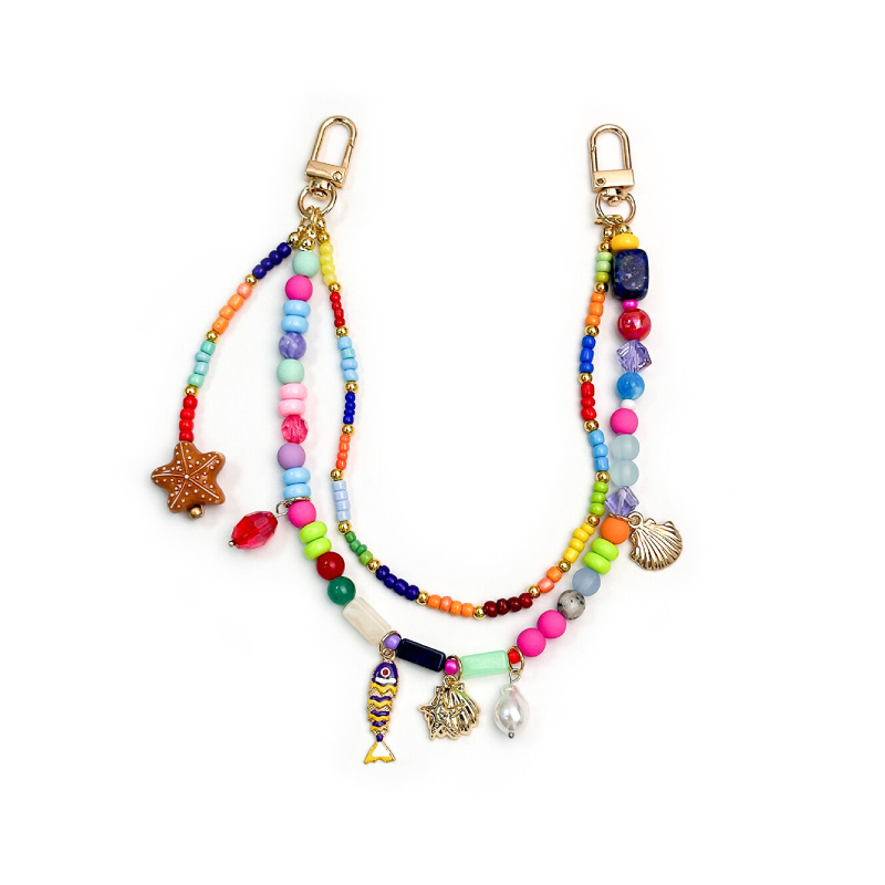 Luxurious Series Vacation Oceanic Style Beads Mixed Color Shell Fish Starfish Metal Bag Charms