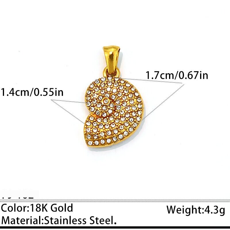 Oceanic Style Stainless Steel Waterproof Gold Color Rhinestone Women's Pendants h5 