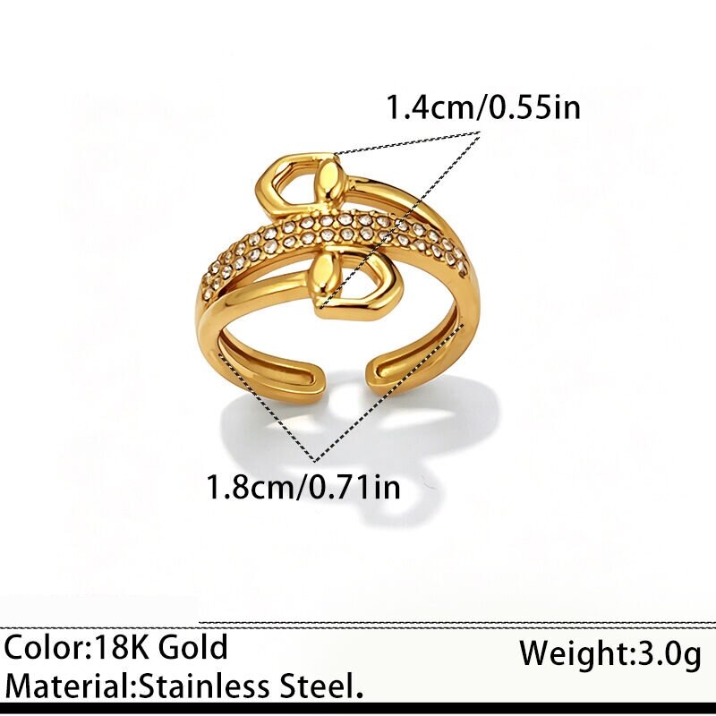 Unregelmäßig Geformte, Wasserdichte Statement-Ringe Aus Edelstahl In Goldfarbe Mit Strasssteinen h5 
