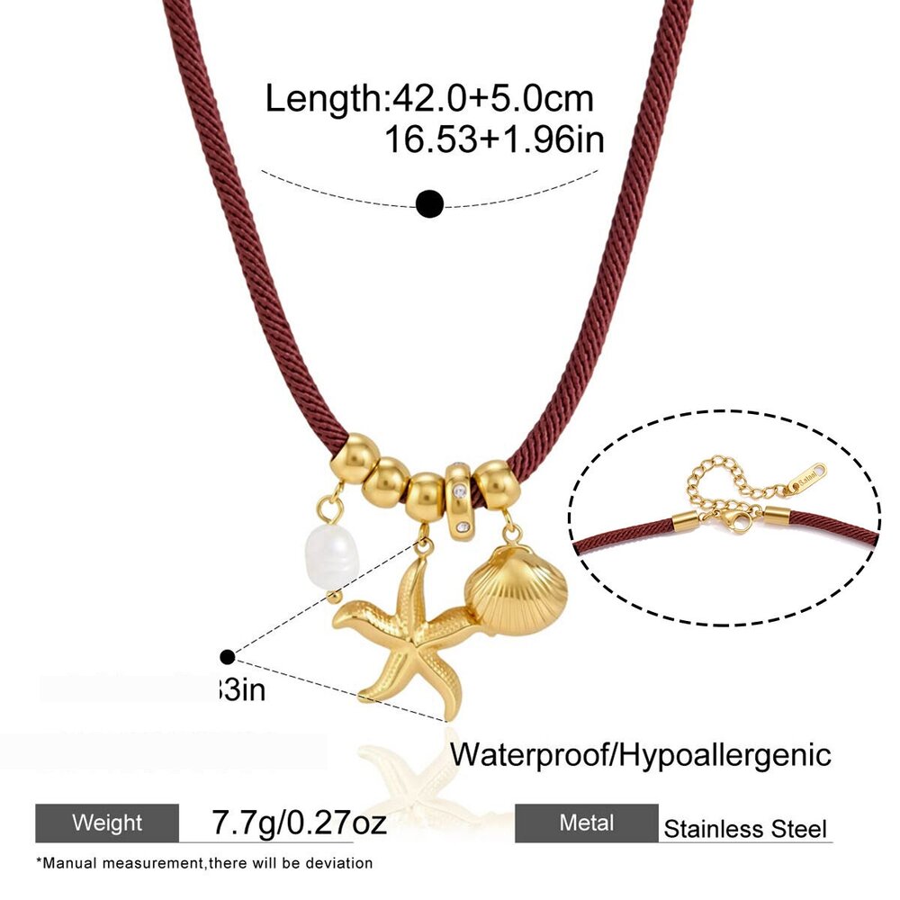 Vacation Oceanic Style Starfish Stainless Steel Waterproof Artificial Pearl Women's Pendant Necklaces