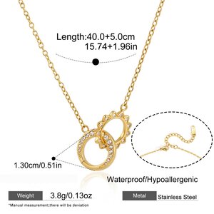 Simple Sun Circle Stainless Steel Waterproof Gold Color Rhinestone Women's Pendant Necklaces h5