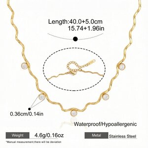 Simple Lines Stainless Steel Waterproof Gold Color Zircon Women's Chain Necklaces h5