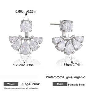 Romantic Elegant Flower Droplet Stainless Steel Waterproof Gold Color Zircon Women's Stud Earrings h5