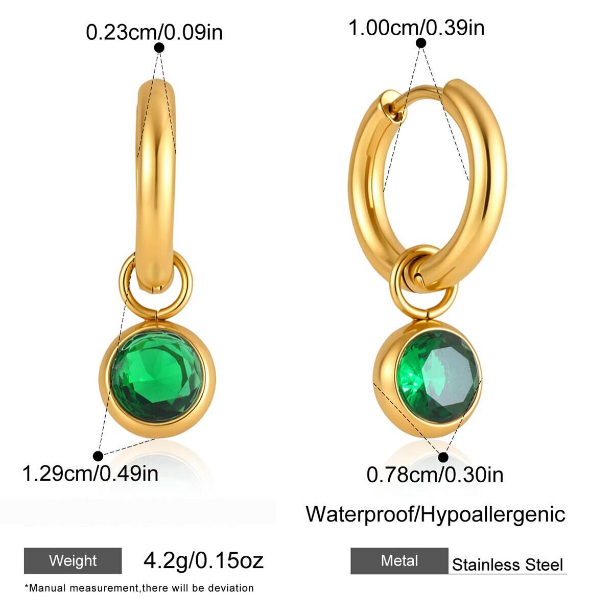 Stainless Steel Waterproof Gold Color Zircon Women's Drop Earrings h5 